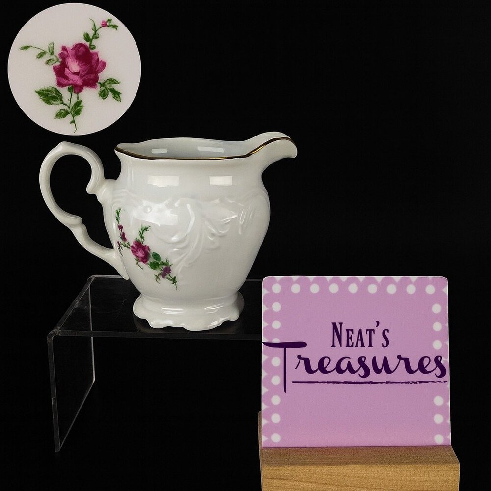 Royal Kent POLAND RKT3 Bavarian Rose Gold Trim China Footed Handle Creamer